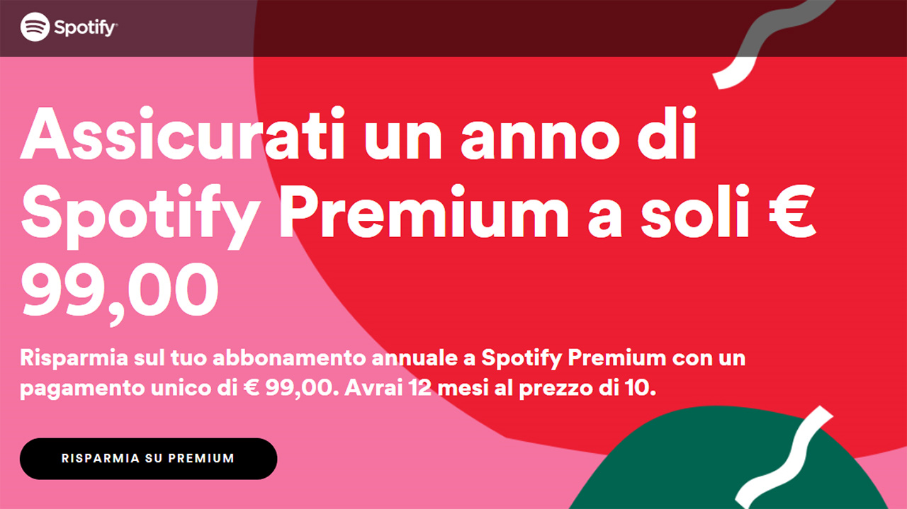 Spotify lancia l'abbonamento annuale: 12 mesi al prezzo di 10